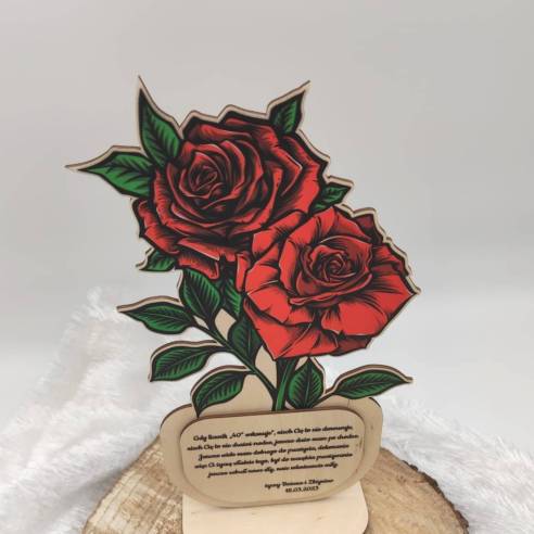 Kwiatek Róża na każdą okazję - dzień kobiet/urodziny/walentynki - dowolny tekst - personalizacja (druk uv)