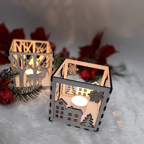 Lampiony Świąteczna decoupage handmade - mini - biały
